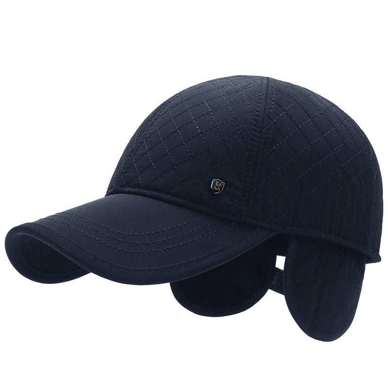 FASHIXD Winter Baseball Cap Men's Winter Hats with Earflaps Cold Weather Caps Adjustable (2080-Dark Blue) - Image 2