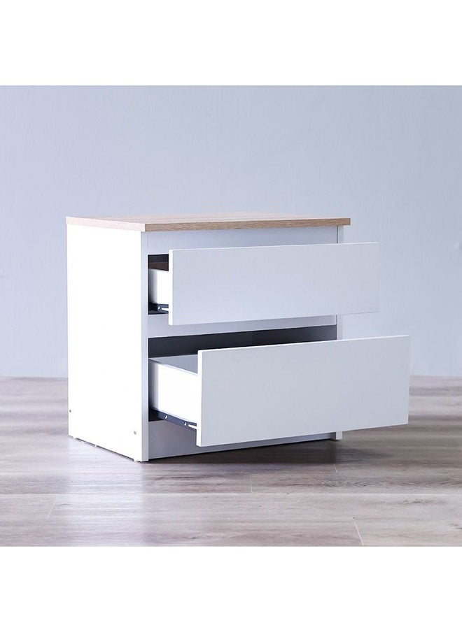 DANUBE HOME - Martina Bed + Dresser And Stool Set King Size Bed Frame And Dresser Set Sturdy Modern Design Wooden Double Bedroom Set Furniture Comfortable Bedset For Bed Room White/Sonoma Oak 180x200 cm - Image 1
