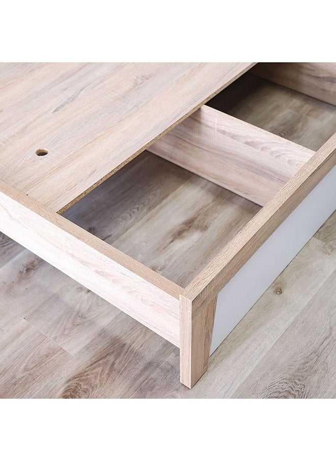 DANUBE HOME - Martina Bed + Dresser And Stool Set King Size Bed Frame And Dresser Set Sturdy Modern Design Wooden Double Bedroom Set Furniture Comfortable Bedset For Bed Room White/Sonoma Oak 180x200 cm - Image 1