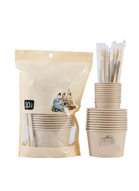 Paper Soup Bowl Set Versatile Portable Durable Sturdy Bowls Cups Chopsticks Utensil Set for Party Camping Picnic