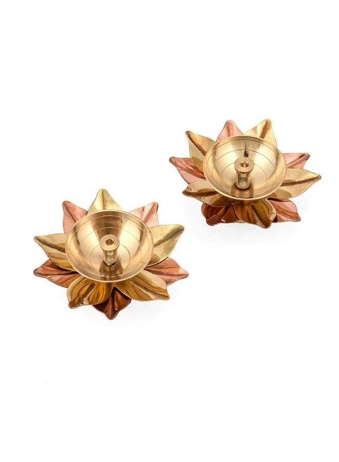 Collectible India Set of 16 Brass Diya Lamp Lotus Shape Deepak for Pooja - (Gold 3 X 3 X 1.5 Inch) - Image 5