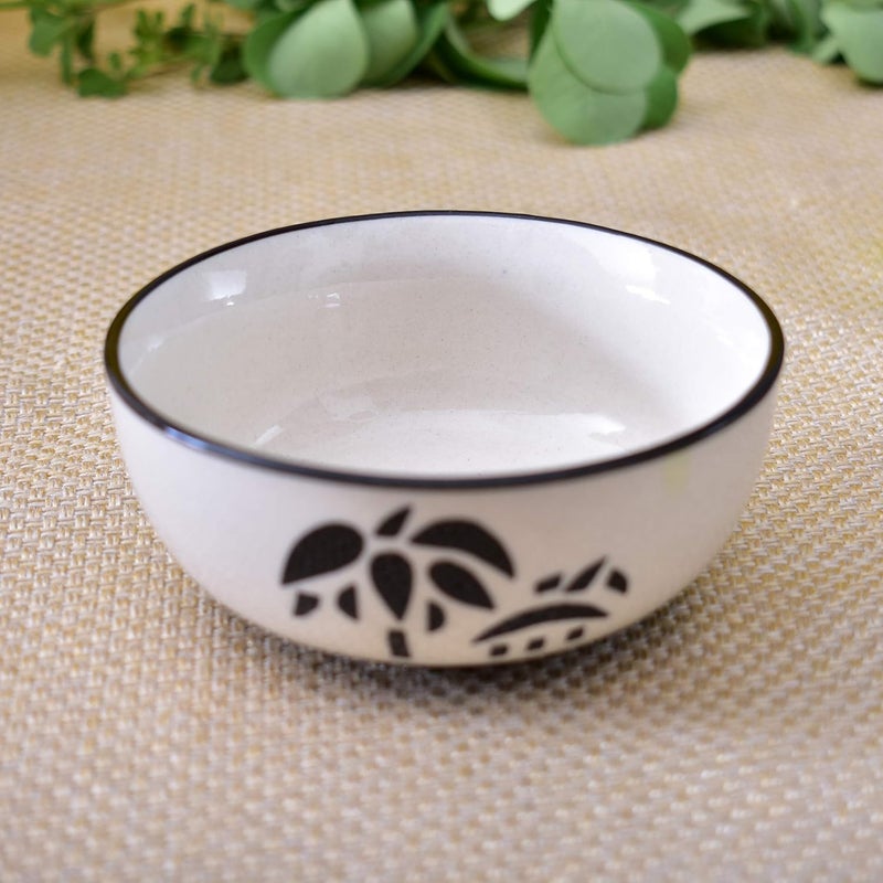 Kunhar Ceramic Mixing Bowls Microwave Safe Bowl for Kitchen Freezer Dishwasher Ideal for Snacks Rice Salad and Noodles 800 ML 2 Pieces White Coconut Tree - Image 3