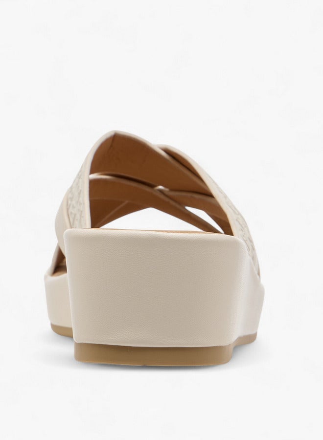 Flora Bella By Shoexpress Monogram Logo Embossed Cross Strap Slip-On Sandals - Image 5