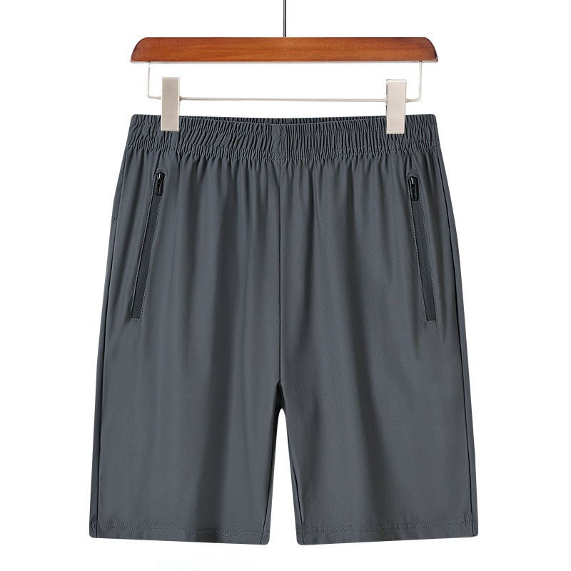 Generic Ice Silk Pants Ultra-thin Breathable Straight Leg Pants Running Sports Pants Loose plus size Casual Long Pants Men gray shorts