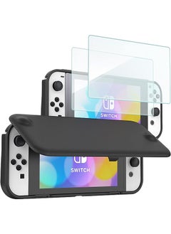 Procases for Nintendo Switch OLED 2021 Flip Case with 2 Pack Tempered Glass Screen Protectors, Flip Case with Magnetically Detachable Front Cover for Nintendo Switch OLED -Black  - Image 1