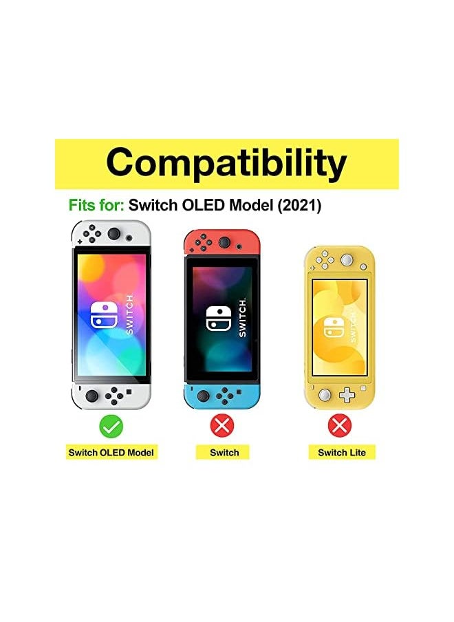 Procases - for Nintendo Switch OLED 2021 Flip Case with 2 Pack Tempered Glass Screen Protectors, Flip Case with Magnetically Detachable Front Cover for Nintendo Switch OLED -Black - Image 1