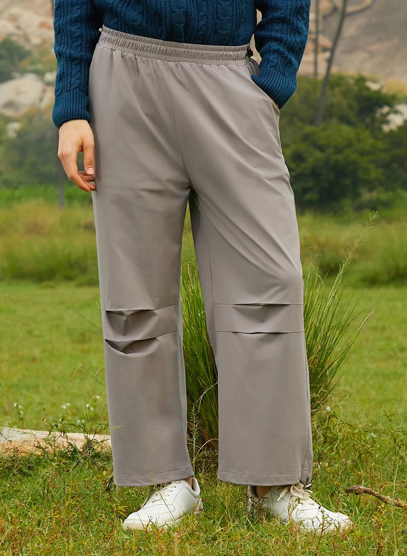 Campus Sutra Men's Hazelnut Beige Relaxed Parachute Trousers