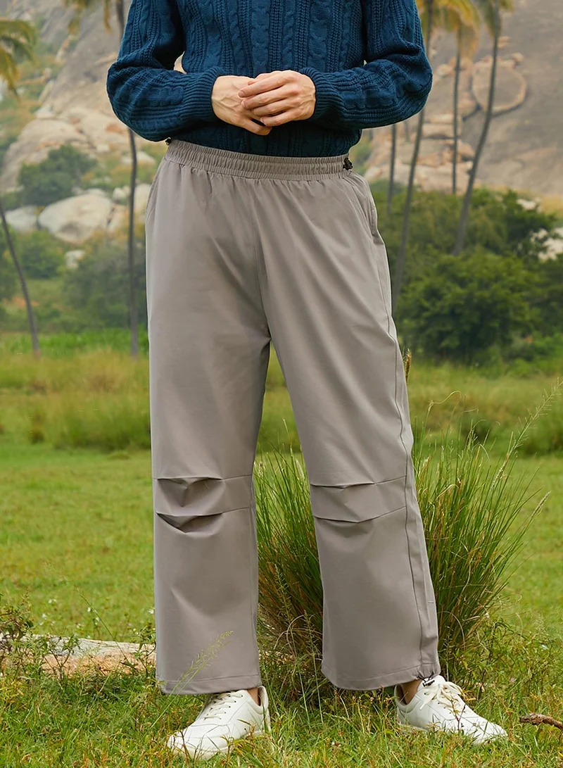 Campus Sutra Men's Hazelnut Beige Relaxed Parachute Trousers