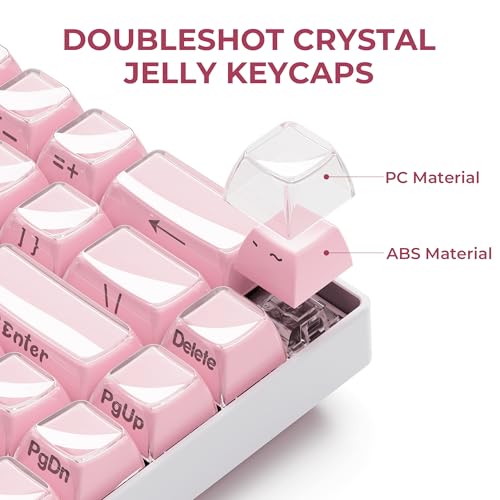 GMKWTL XVX Pink Keycaps, Crystal Jelly Keyboard Keycaps OEM Profile Side Printed Keycap Set Compatible with 61/68/84/87/98/100 ANSI Layout MX Switches Mechanical Keyboard - Image 4