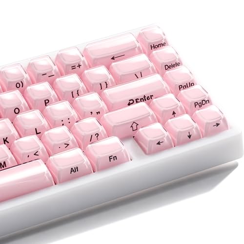 GMKWTL XVX Pink Keycaps, Crystal Jelly Keyboard Keycaps OEM Profile Side Printed Keycap Set Compatible with 61/68/84/87/98/100 ANSI Layout MX Switches Mechanical Keyboard - Image 1