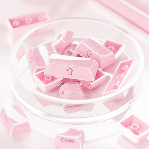 GMKWTL XVX Pink Keycaps, Crystal Jelly Keyboard Keycaps OEM Profile Side Printed Keycap Set Compatible with 61/68/84/87/98/100 ANSI Layout MX Switches Mechanical Keyboard - Image 3
