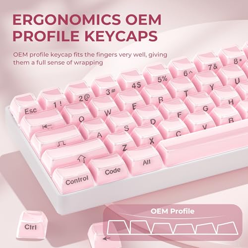 GMKWTL XVX Pink Keycaps, Crystal Jelly Keyboard Keycaps OEM Profile Side Printed Keycap Set Compatible with 61/68/84/87/98/100 ANSI Layout MX Switches Mechanical Keyboard - Image 5