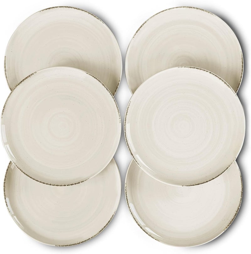 Mora Ceramic Helix Swirl Dinner Plates Set of 6 10in Modern Spiral Porcelain Dish Dinnerware for Kitchen Serving  Restaurants  Dishwasher Microwave Freezer Oven Safe Dishware  Snowy White - Image 1