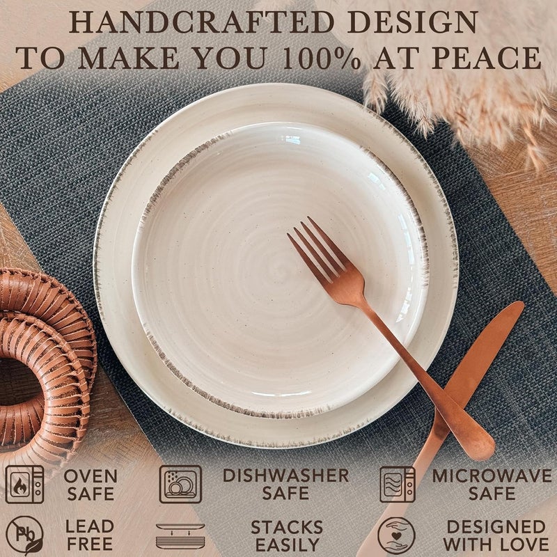 Mora Ceramic Helix Swirl Dinner Plates Set of 6 10in Modern Spiral Porcelain Dish Dinnerware for Kitchen Serving  Restaurants  Dishwasher Microwave Freezer Oven Safe Dishware  Snowy White - Image 3