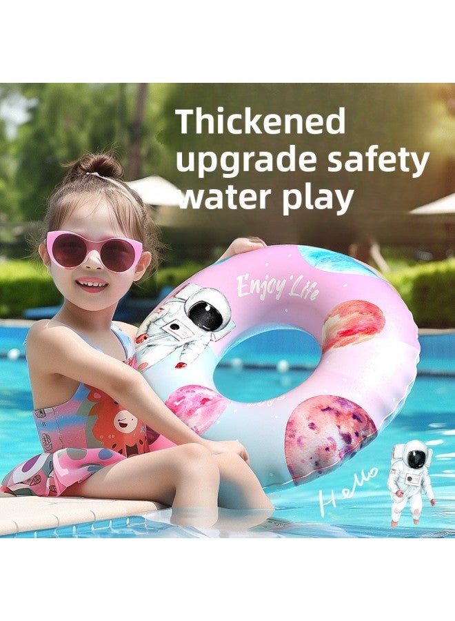 Generic Children's Swimming Ring Thickened Adult Cartoon Gradient Double-layer Swimming Ring Inflatable Baby Underarm Ring Wholesale-Inside Diameter After Inflation:90 Initial Lotus Green Speed Swim Ring  - Image 2
