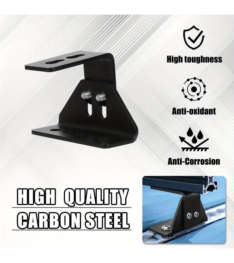 4Pcs Black ALPHARA Heavy Duty RV Roof Rack Bracket System Adjustable Height No Drill Mounting Kit for Campers Trucks Trailers Roof Rail Extension Brackets Installation Bolts - Image 4