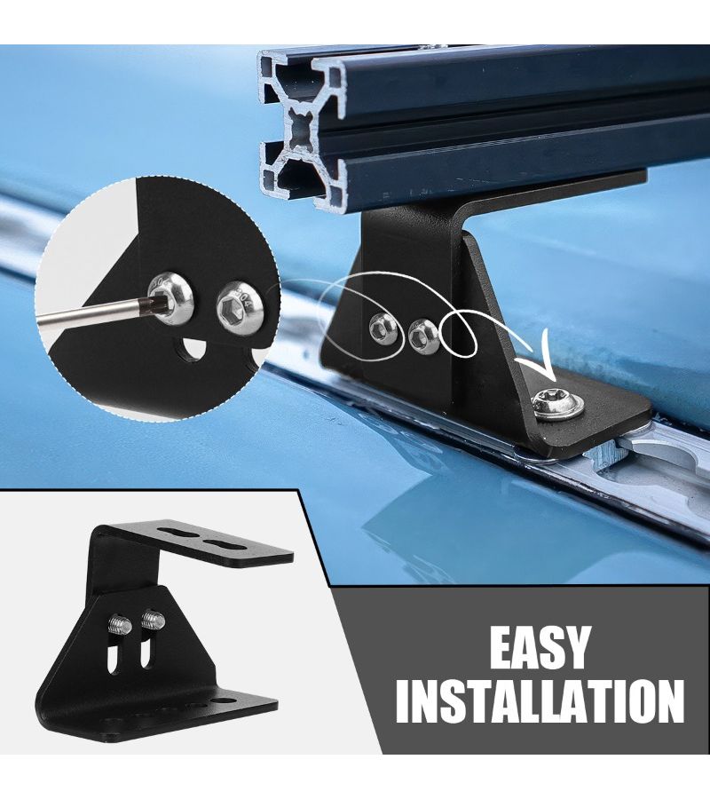 4Pcs Black ALPHARA Heavy Duty RV Roof Rack Bracket System Adjustable Height No Drill Mounting Kit for Campers Trucks Trailers Roof Rail Extension Brackets Installation Bolts - Image 1