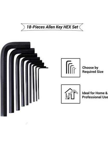 Hillgrove Hillgrove 9 Pieces Full Hex Allen Key Kit Bolt Spanner Goti Wrench L Shape Repair Tool Set for BikeBicycleCycleGuitar Allen Key Set  - Image 3