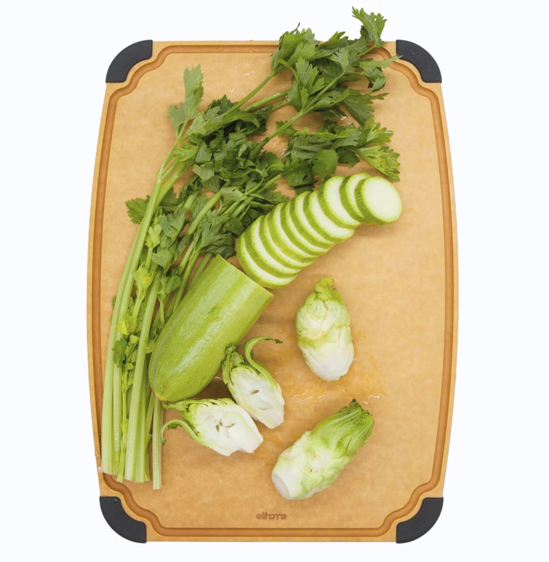 Elihome Essential Series Cutting Board for Kitchen Natural Wood Fiber Composite Dishwasher Safe EcoFriendly Juice Grooves NonSlip Feet NonPorous Reversible BPA Free XLarge 17 x 13