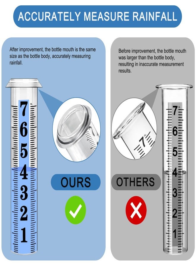 HQcontL Accurate Rain Gauge Outdoor,7" Rain Gauges Outdoors Best Rated with Stainless Steel Rack Holder, Thickened Plastic Large Precise rain Measure Guage for Yard Fence Garden Lawn Farm - Image 2
