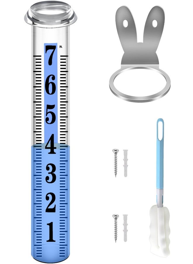 HQcontL Accurate Rain Gauge Outdoor,7" Rain Gauges Outdoors Best Rated with Stainless Steel Rack Holder, Thickened Plastic Large Precise rain Measure Guage for Yard Fence Garden Lawn Farm - Image 1