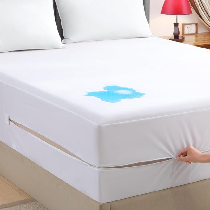ZIPPERED MATTRESS ENCASEMENT QUEEN ZIPPER ENCLOSED MATTRESS WATERPROOF PROTECTOR BREATHABLE NOISELESS BED MATTRESS COVER715 IN DEEP