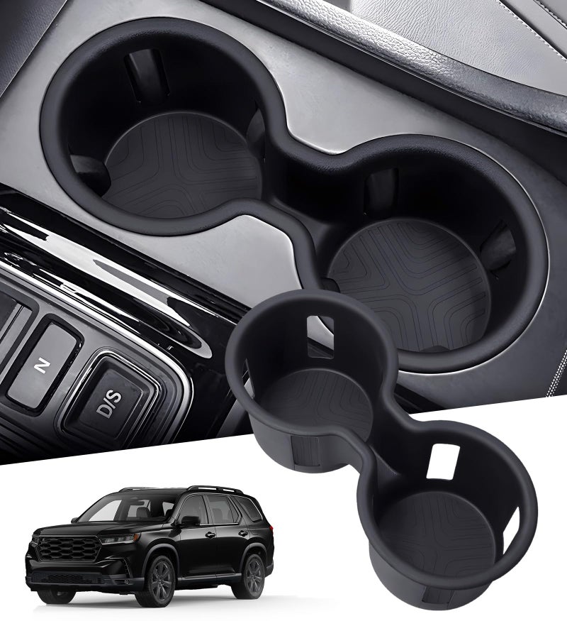 KATORN Center Console Cup Holder Inserts for Honda Pilot 2023-2026 & Passport/Ridgeline 2024-2026, Interior Accessories TPE Car Cup Holder Cover for 23-26 Pilot & 24-26 Passport/Ridgeline, Black - Image 1