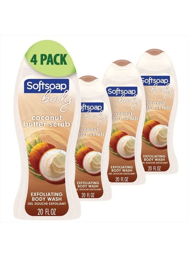 Softsoap Body Wash, Coconut Butter Scrub , Exfoliating Body Wash, 20 Ounce, 4 Pack  - Image 1