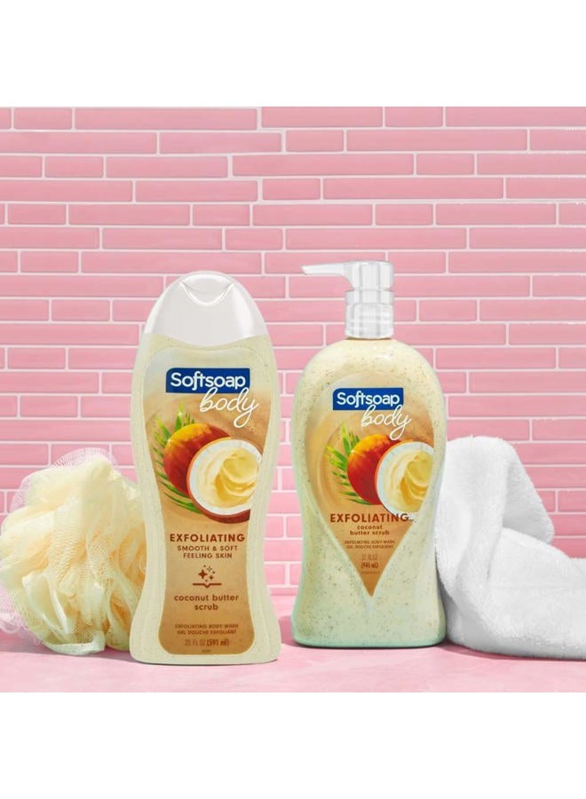 Softsoap Exfoliating Body Wash Scrub for Women, Coconut Butter - 20 fluid ounce (4 Pack) - Image 2