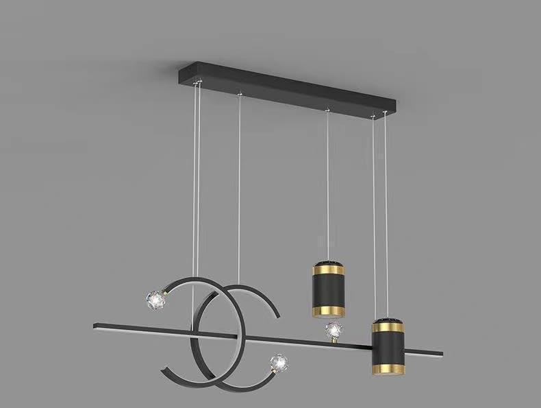 CITRA Led Gold Black Body Linear LED Chandelier Light Hanging Lamp with Star Projection - Warm White - Image 2