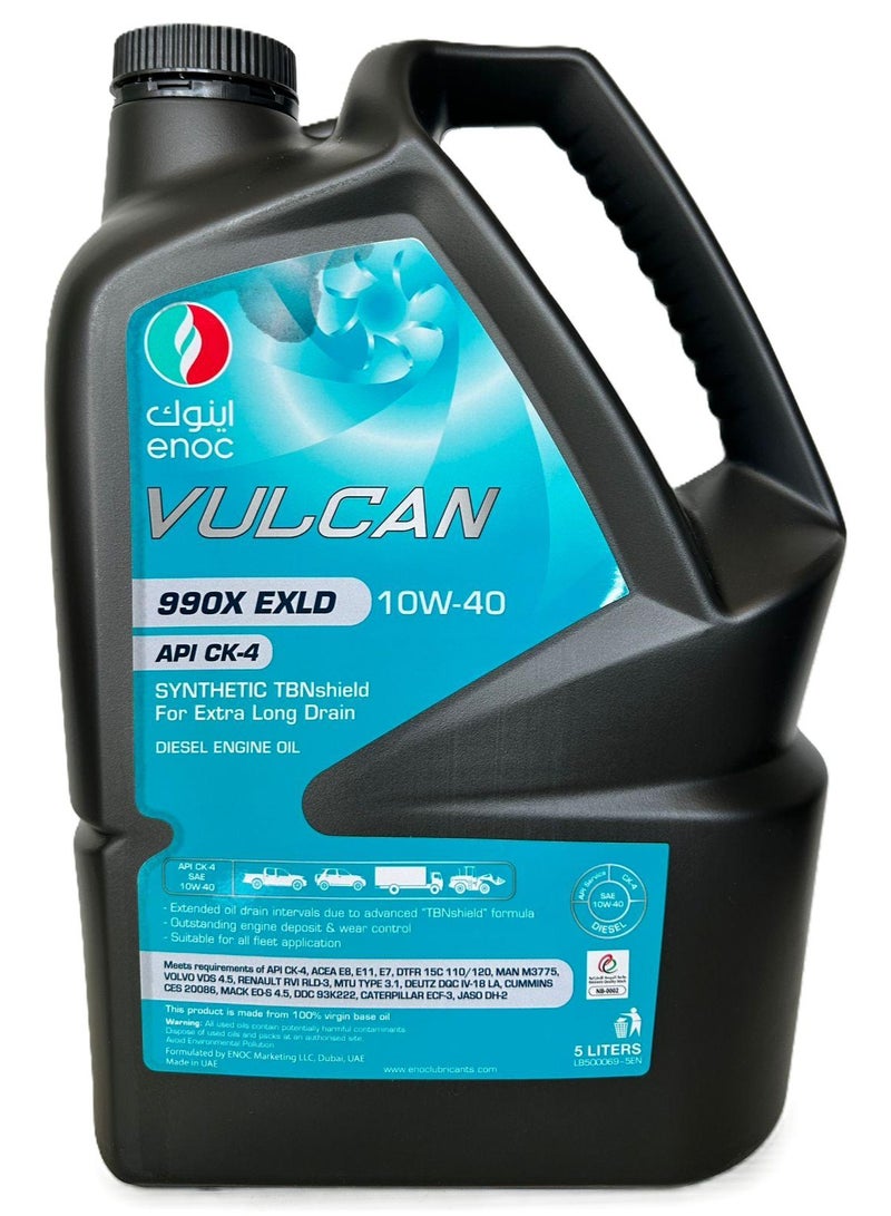 إنوك زيت محركات ديزل فولكان 990X EXLD تخليقي 10W-40، API:CK4، سعة 5 لترات - Image 1