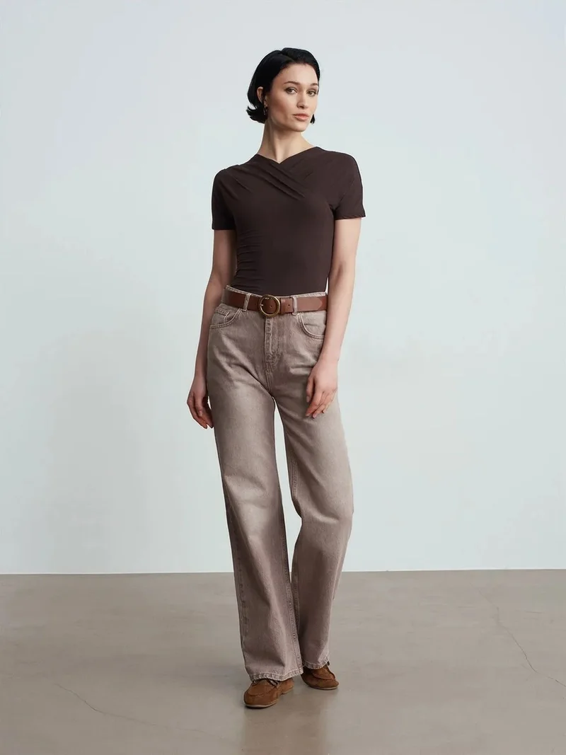 Dilvin DILVIN High-Waist Straight-Leg Denim Jeans