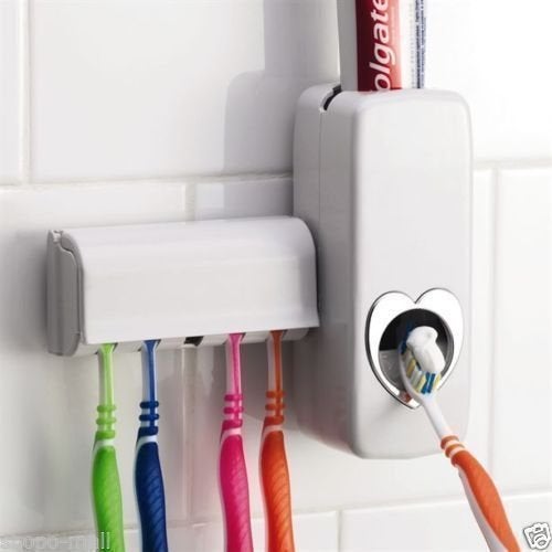 Prachit Prachit Plastic Wall Mounted Automatic Toothpaste Dispenser and Toothbrush Holder Toothpest Dispencer - Image 1