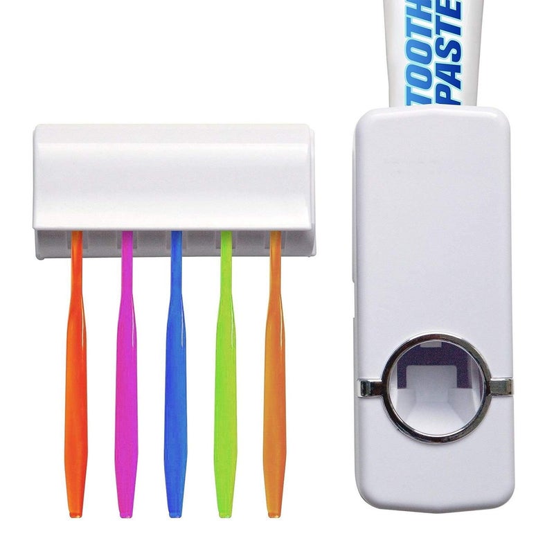 Prachit Prachit Plastic Wall Mounted Automatic Toothpaste Dispenser and Toothbrush Holder Toothpest Dispencer - Image 3