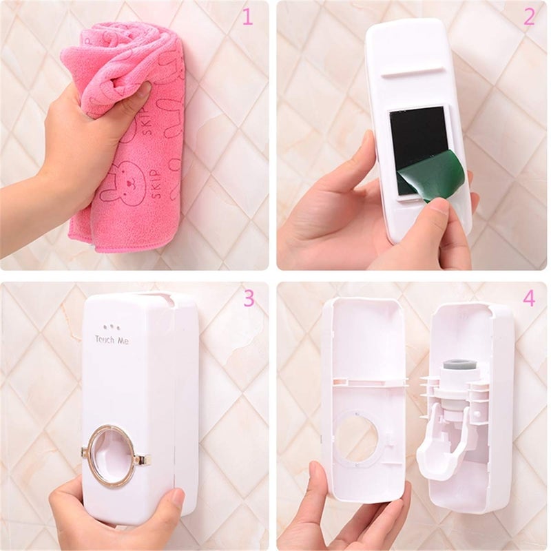 Prachit Prachit Plastic Wall Mounted Automatic Toothpaste Dispenser and Toothbrush Holder Toothpest Dispencer - Image 2