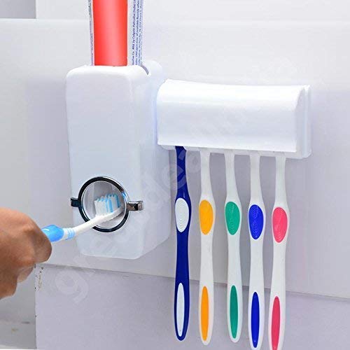Prachit Prachit Plastic Wall Mounted Automatic Toothpaste Dispenser and Toothbrush Holder Toothpest Dispencer - Image 4