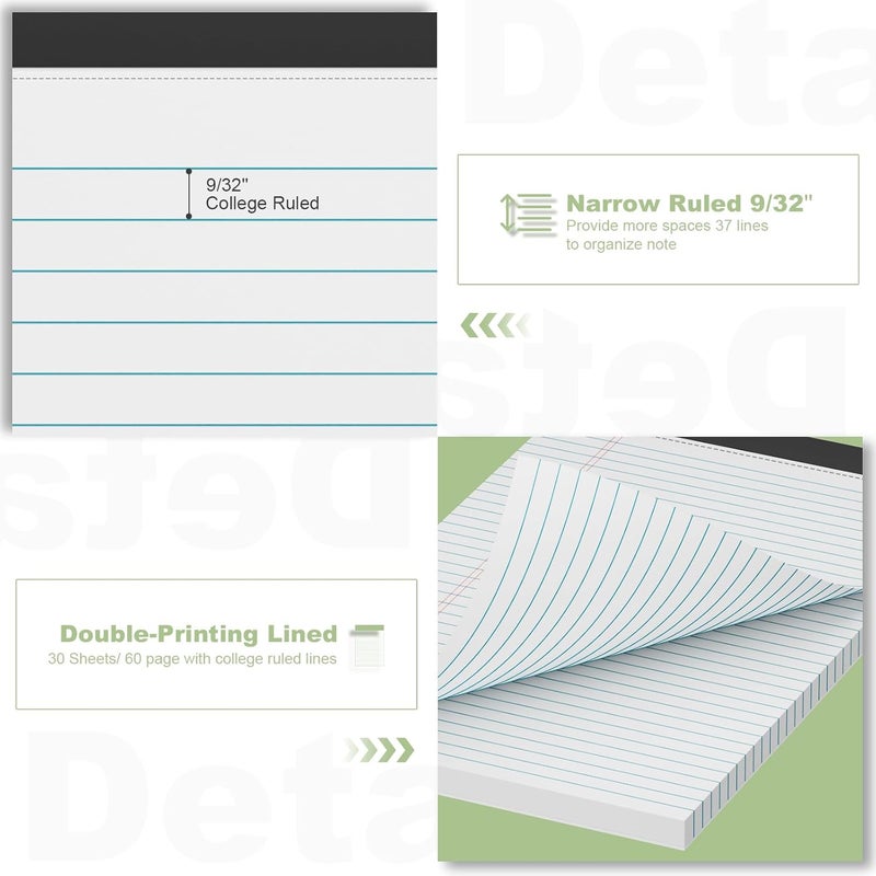 مربع ملاحظات مقاس 8.5 × 11 بوصة، حزمة من 2 مربعات ملاحظات بيضاء مقاس 8.5 × 11 بوصة للعمل، مربعات وردية خطية مطبوعة على كلا الجانبين بحواسيب جامعية - Image 3
