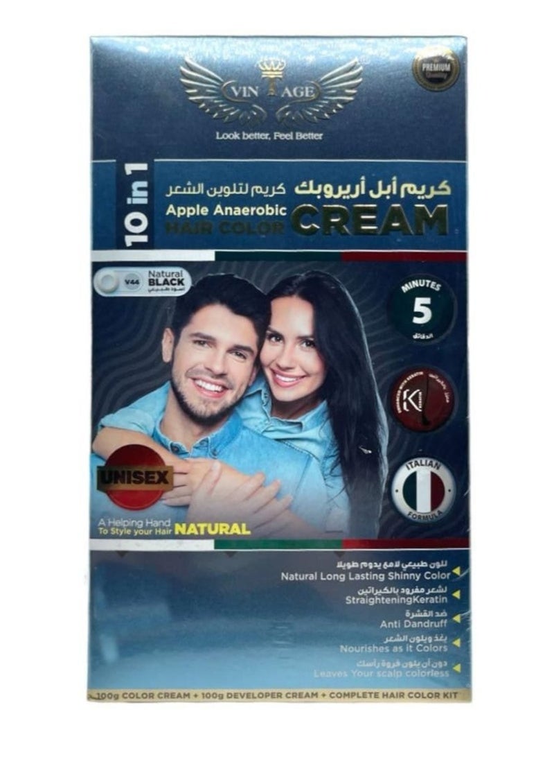 vintage Hair Color Cream 10 in 1 Natural Black - Image 1