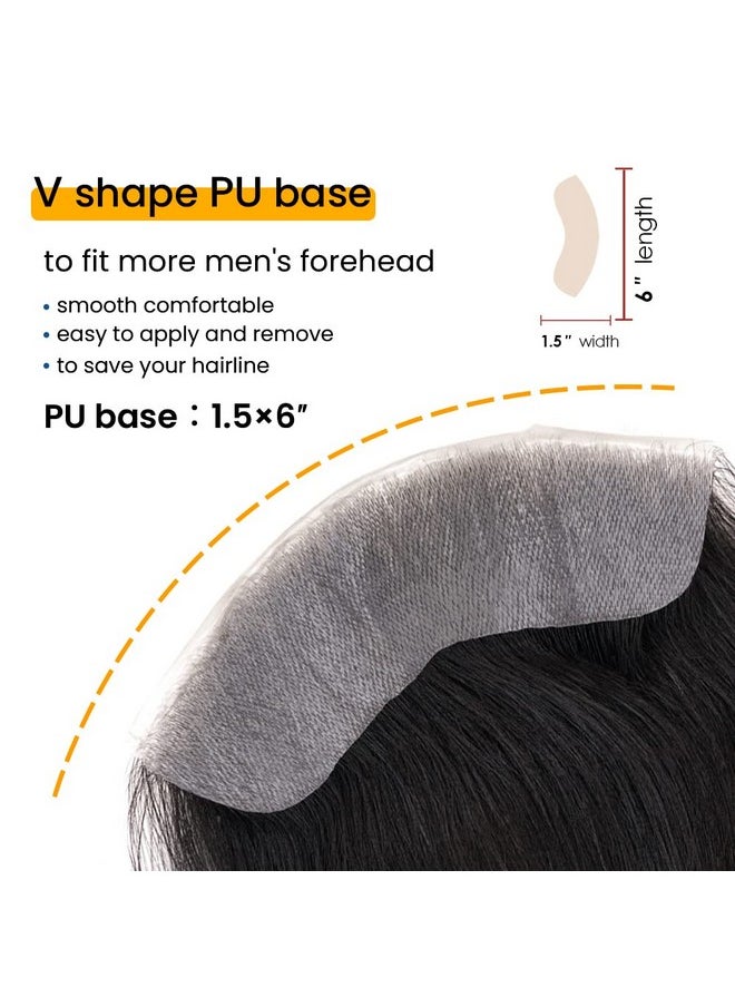 Lordhair - Ordhair Hairline Toupee Frontal Hairpiece Men'S Toupee 100% European Hair System Vshape Human Hair Natural Hairline Replacement System 6 * 1.5 Inch Hairline Toupee For Men Jet Black 1 - Image 1