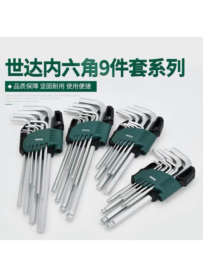 Sata 9-piece Chrome Vanadium Extra Long Hex Key Wrench Set 09103a