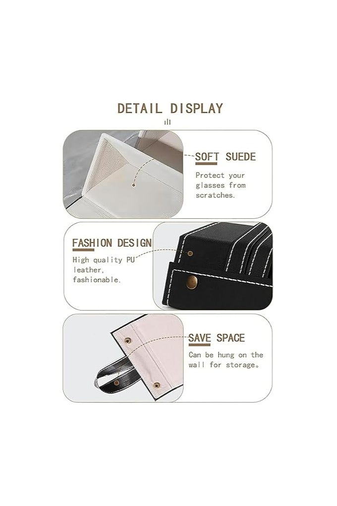خاجول صندوق منظّم نظارات شمسية قابل للطي بثلاث فتحات، حامل نظارات معلّق للسفر، حافظة نظارات متنقلة، حامل نظارات شمسية متعدد وقابل للترتيب للرجال والنساء - Image 3