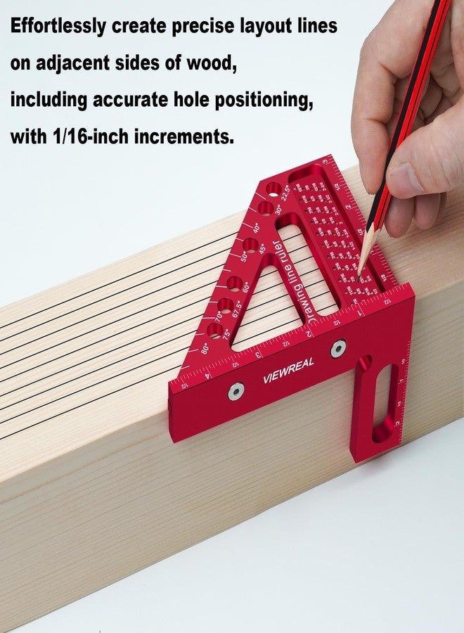 ViewReal Premium Carpenter Square Hole Scribing Ruler Woodworking Square 22.5-90 Degree Measuring Ruler with Angle Pin,Versatile Multi Angle Square for Woodworking, Engineering, and Construction - Image 3