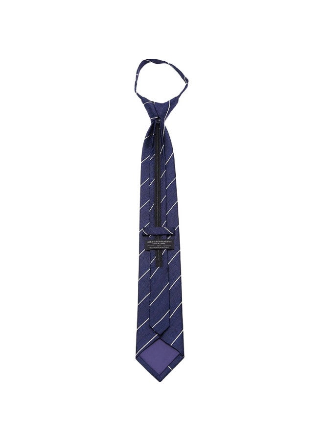 NORTHROP MARTIN Nose Martin Silk Tie, Pre-Tied, Men'S Formal Wear, Business, Groom, Lazy, Easy Pull, Zipper, Blue Striped, Lr1105 - Image 3