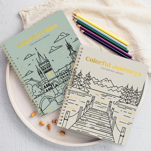 ZICOTO Beautiful Adult Coloring Book Set of 2 for Relaxation - Inspirational Adventures and Landmarks Scenery for The Spirit of Wanderlust - Perfect Stress-Relieving Gift for Women (Journeys & Cities, 2) - Image 5