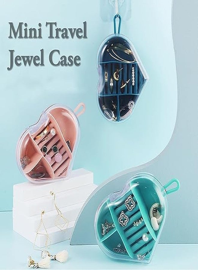 SUNBEET Acrylic Heart Shape Jewelry Organizer Rings Earrings Holder Box Transparent Mini Storage Organizer Portable Display Storage Box for Travel and Trip (Multi) - Image 3