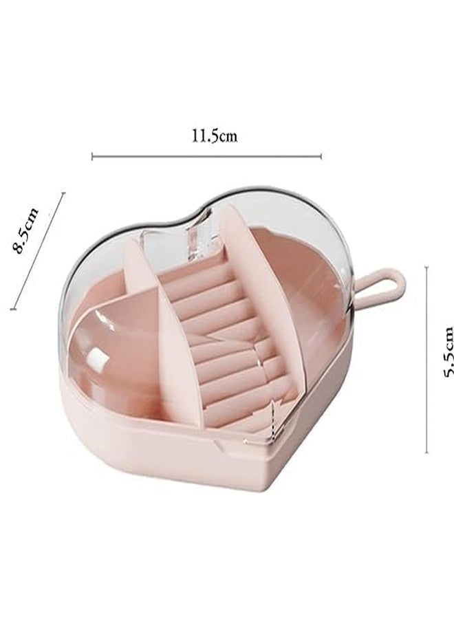 SUNBEET Acrylic Heart Shape Jewelry Organizer Rings Earrings Holder Box Transparent Mini Storage Organizer Portable Display Storage Box for Travel and Trip (Multi) - Image 5