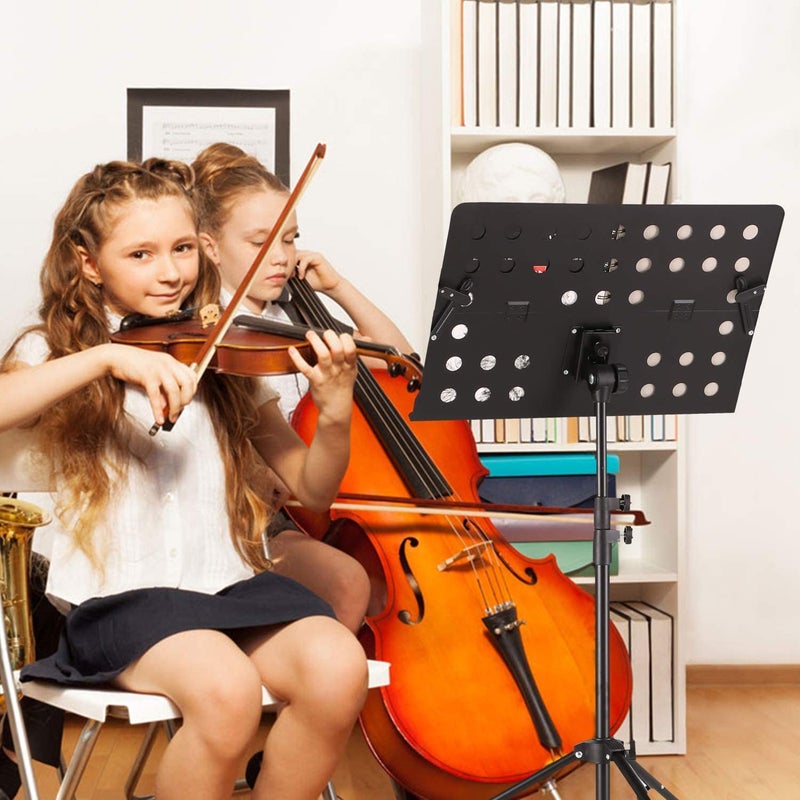 TechBlaze Orchestral Music Notation Stand for Singers - Portable 3 Folding Holder With Music Sheet Clip - Heavy Book Singing Script Tripod Base for Books, Notes, Lyrics - Image 5