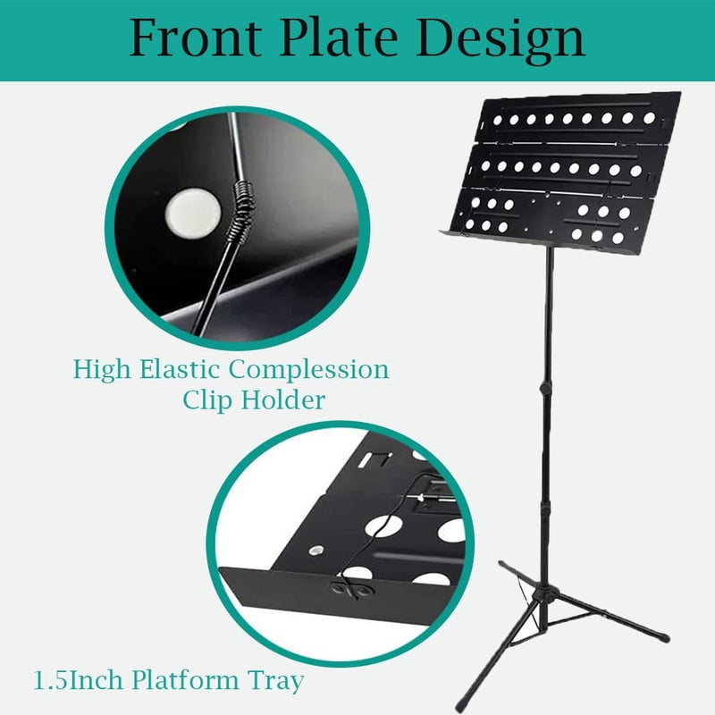TechBlaze Orchestral Music Notation Stand for Singers - Portable 3 Folding Holder With Music Sheet Clip - Heavy Book Singing Script Tripod Base for Books, Notes, Lyrics - Image 4