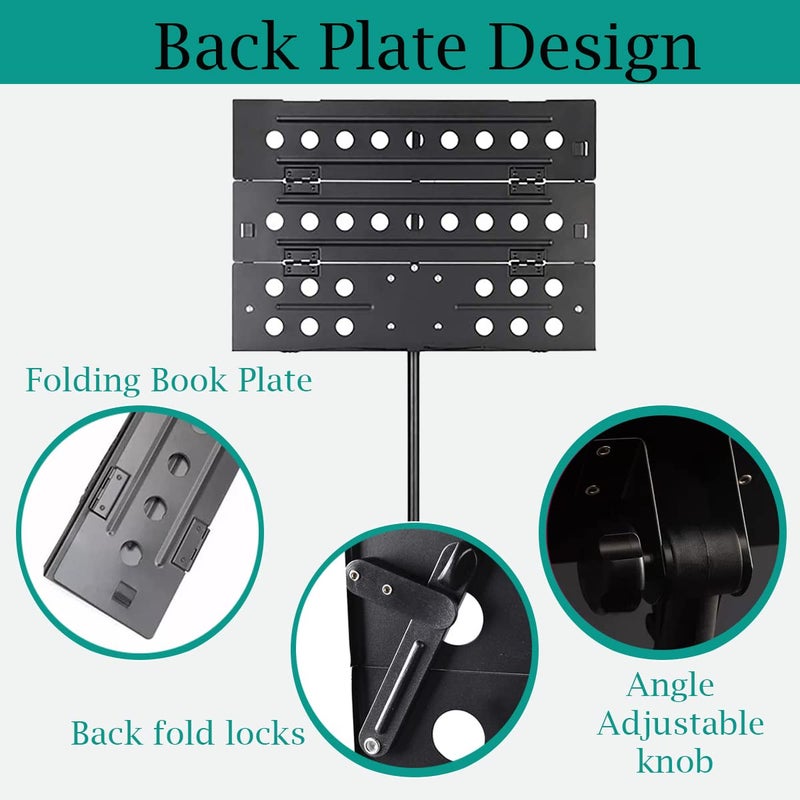 TechBlaze Orchestral Music Notation Stand for Singers - Portable 3 Folding Holder With Music Sheet Clip - Heavy Book Singing Script Tripod Base for Books, Notes, Lyrics - Image 3