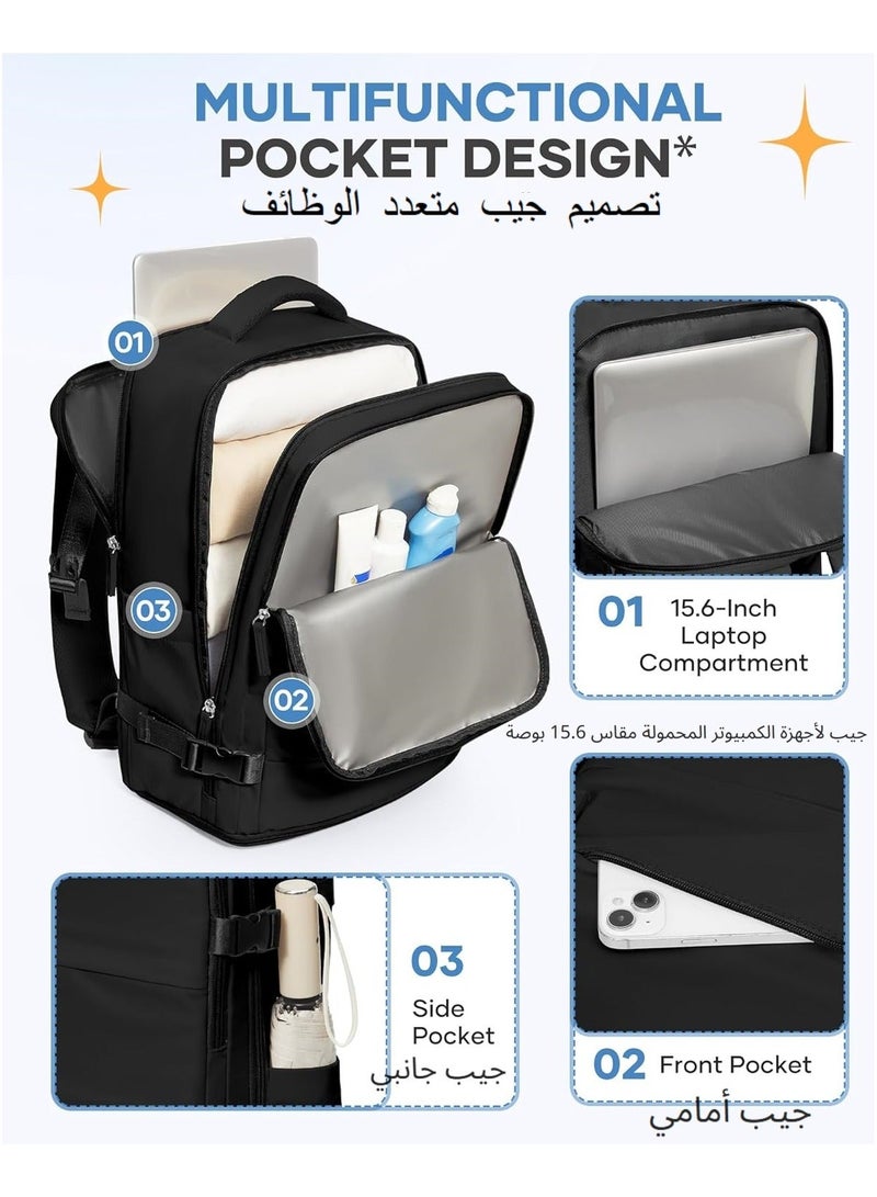 اكسيسن حقيبة سفر كبيرة للسفر للرجال، حمل على حقيبة ظهر، حقيبة ظهر للتنزهات رياضية في الهواء الطلق حقيبة ظهر غير رسمية للسفر أثناء النهار (أسود) - Image 5